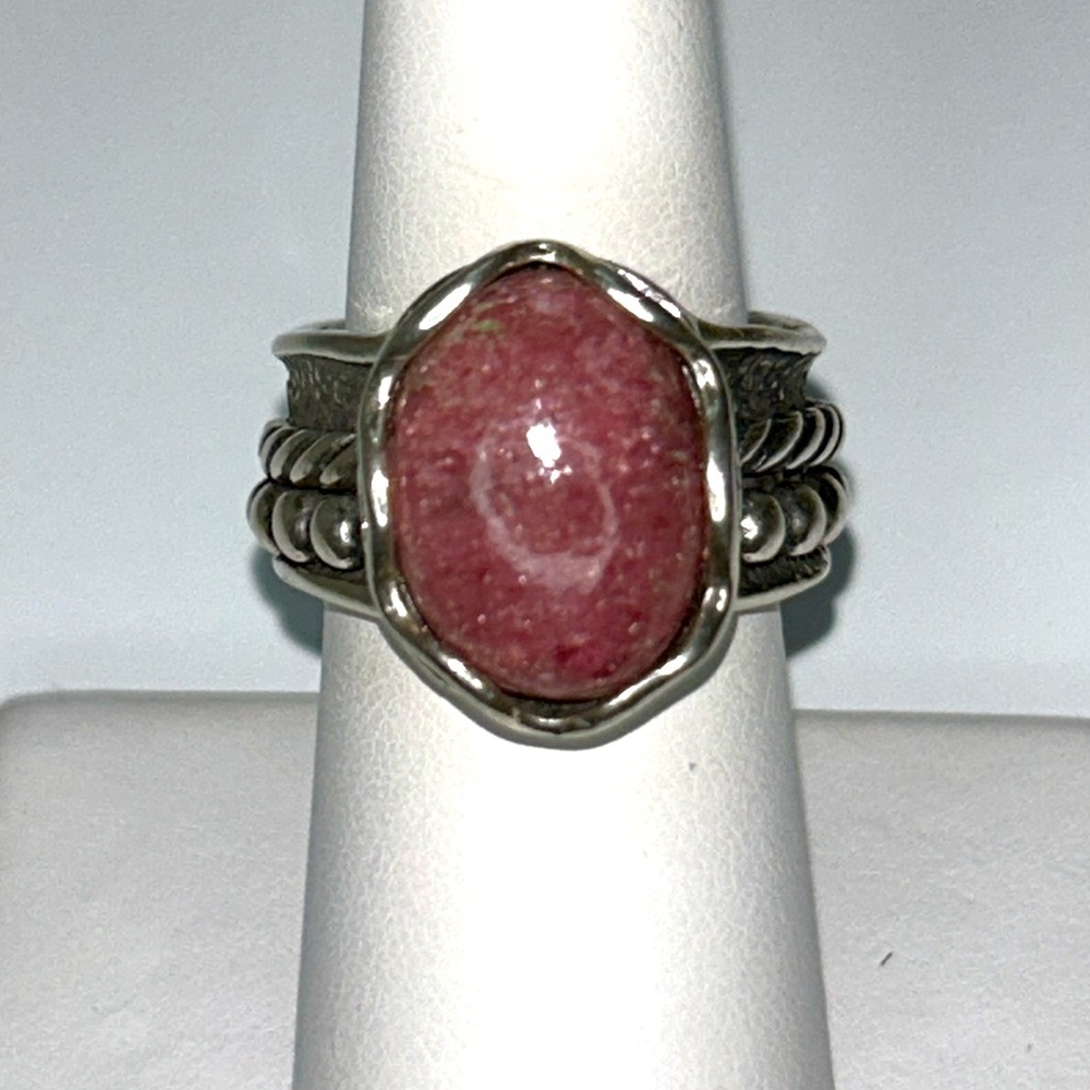 NWT Passage To Israel Sterling Rhodocrocite Double Spinner Fidget Designer Ring